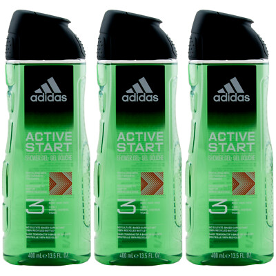 Adidas ACTIVE START Duschgel 3 x 400ml XL Flasche - Körper - Haare - Gesicht