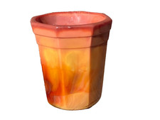 VTG AKRO AGATE ORANGE PANELED CHILDREN'S MINIATURE GLASS CUP 2"