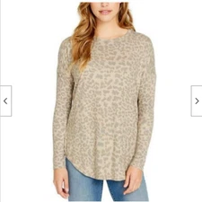 BUFFALO BY DAVID BITTON Womens COZY CREW NECK TOP (CHEETAH PRINT,XS) NWT