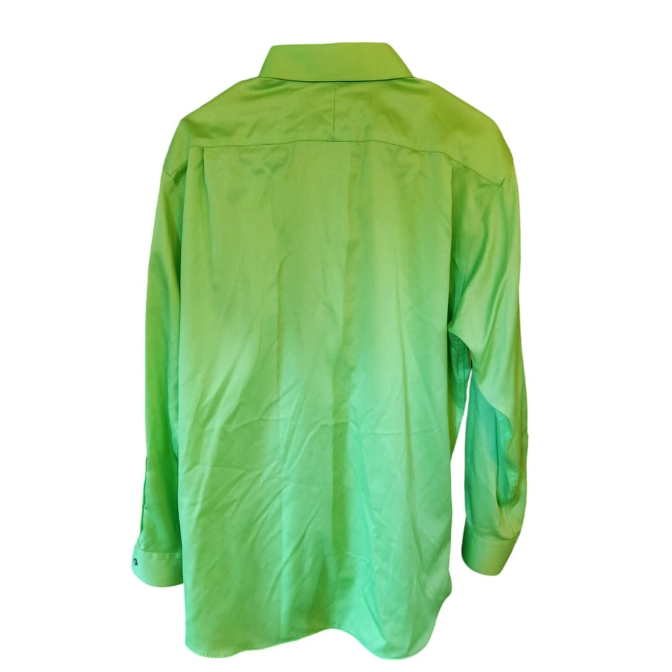 Camisa de manga larga de algodón líquido con botones verde lima de Murano para hombre talla 16,5/33 Foto 3 de 4