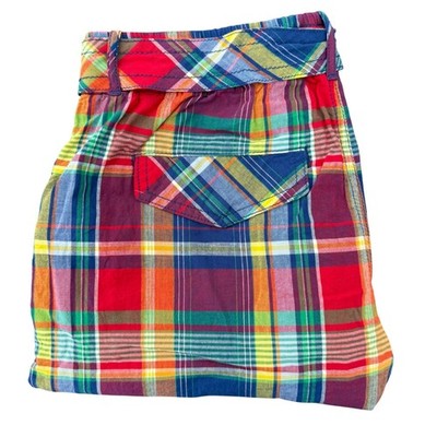 Polo Ralph Lauren Womens Plaid Madras Shorts Multicolor Belted Size Medium
