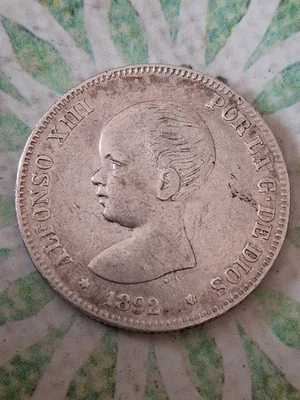 Espagne – 2 Pesetas 1892 Argent Alfonso XIII – Spain - Photo 1/2