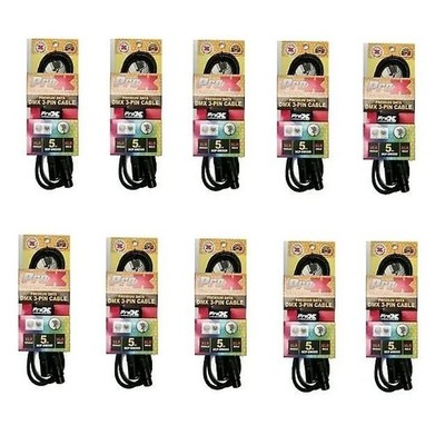 10 pk 3 Pin DMX  5 ft Stage Lighting Shielded Cables By PRO X