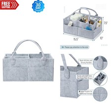 Portable Large Baby Diaper Caddy Organizer with Strong Handles   Gray Design