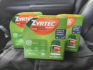 3 Packs Zyrtec Allergy Tablets - 90 Count (270 Total) Exp 08/2028