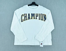 Champion T-Shirt Men's L White Oversized Logo Long Sleeve Powerblend NWT