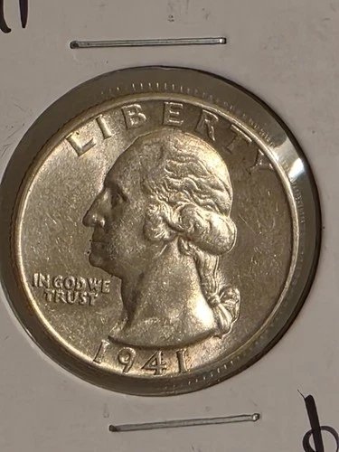 1941-P  90% Silver Washington Quarter  AU  +++ GRADE   25c     NICE SILVER COIN