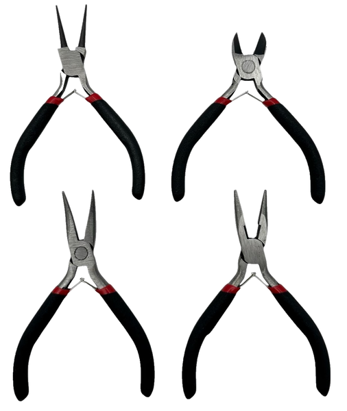 4Er Zangensatz Kombizange Seitenschneider Flachrundzange Spitzzange Mini Zangen-image