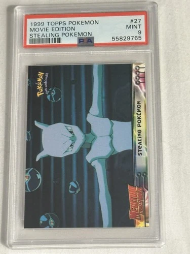 MEWTWO STEALING POKEMON #27 1999 Topps Pokemon First Movie - PSA 9