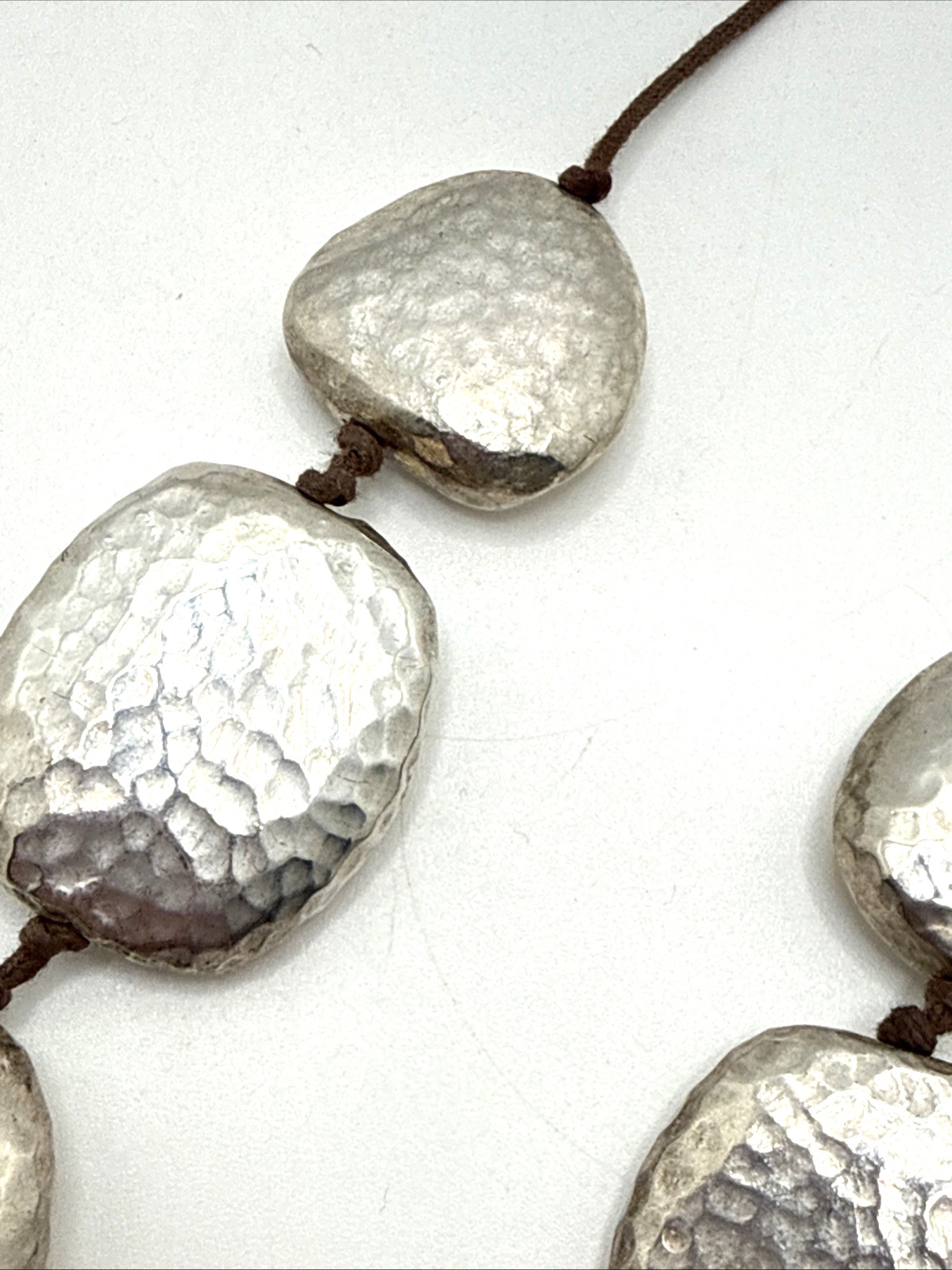 Hammered Silver Plated Bead Statement Necklace St… - image 9