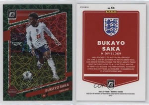 2021-22 Panini Donruss Road to Qatar Optic Green Velocity Prizm Bukayo Saka #54