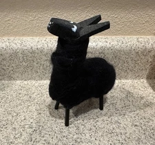 NAVAJO HANDMADE WOOLY SHEEP FOLK ART  WOOD AND WOOL 6" x 5"