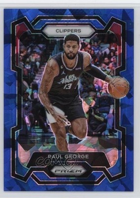 2023-24 Panini Prizm Blue Ice Prizm 19/125 Paul George #101 07r3