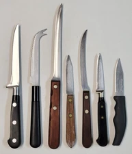 7 Vintage Boning Pairing Fillet Mixed Brand Knives Knife Lot Wood Stainless