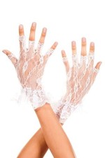Women's Wrist Length Lace Fingerless Gloves One Size White