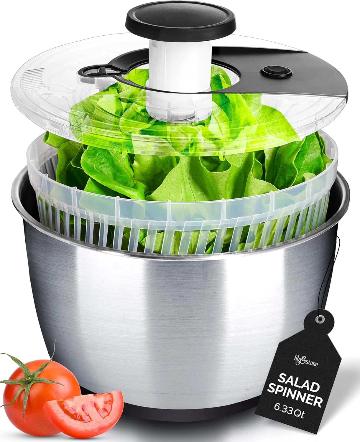 Stainless Steel Pump Salad Spinner Large - Easy Compact Kitchen Tool - Stainless
Opens in a new wind