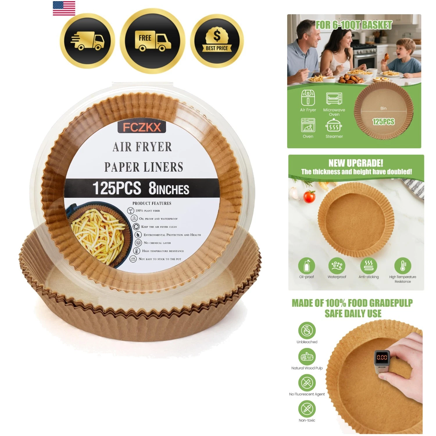 Air Fryer Paper Liners 125Pcs 8-inch Non stick and oil resistant round lined ...
Opens in a new wind