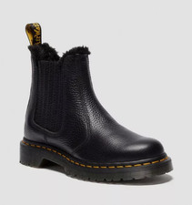 Bottes Chelsea Dr. Martens 2976 Leonore Doublées En Fausse Fourrure Noires
