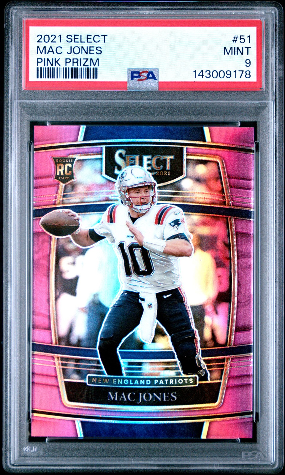 2021 Panini Select #51 Mac Jones Pink Prizm Rookie Card RC /10 PSA 9 Mint