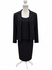 Kasper Petite 3 Pc Black Textured Skirt Suit Set Size 14P Lined .