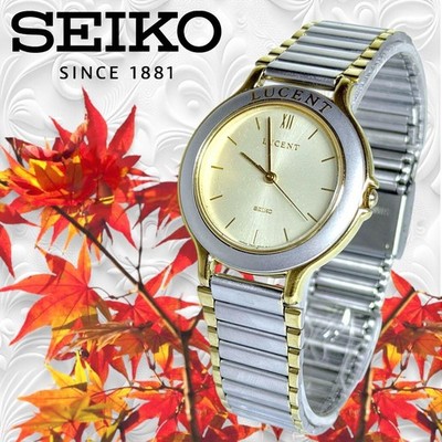 SEIKO Lucent Ladies Quartz Watch Gold-Color Champagne Dial Good Condition