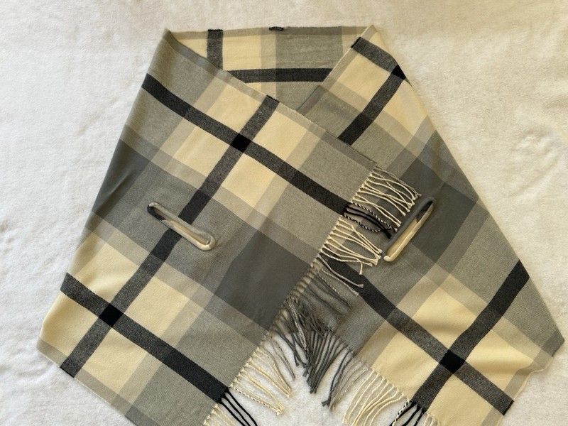 J. Crew Scarf Shawl Wrap With Fringe Accents And Arm Slots. Cream, Gray, Black
