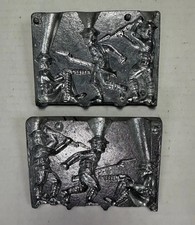 Vintage Toy Soldier Lead Mold Cast WW1 3 soldiers Bayonet Home Foundry LRG Size