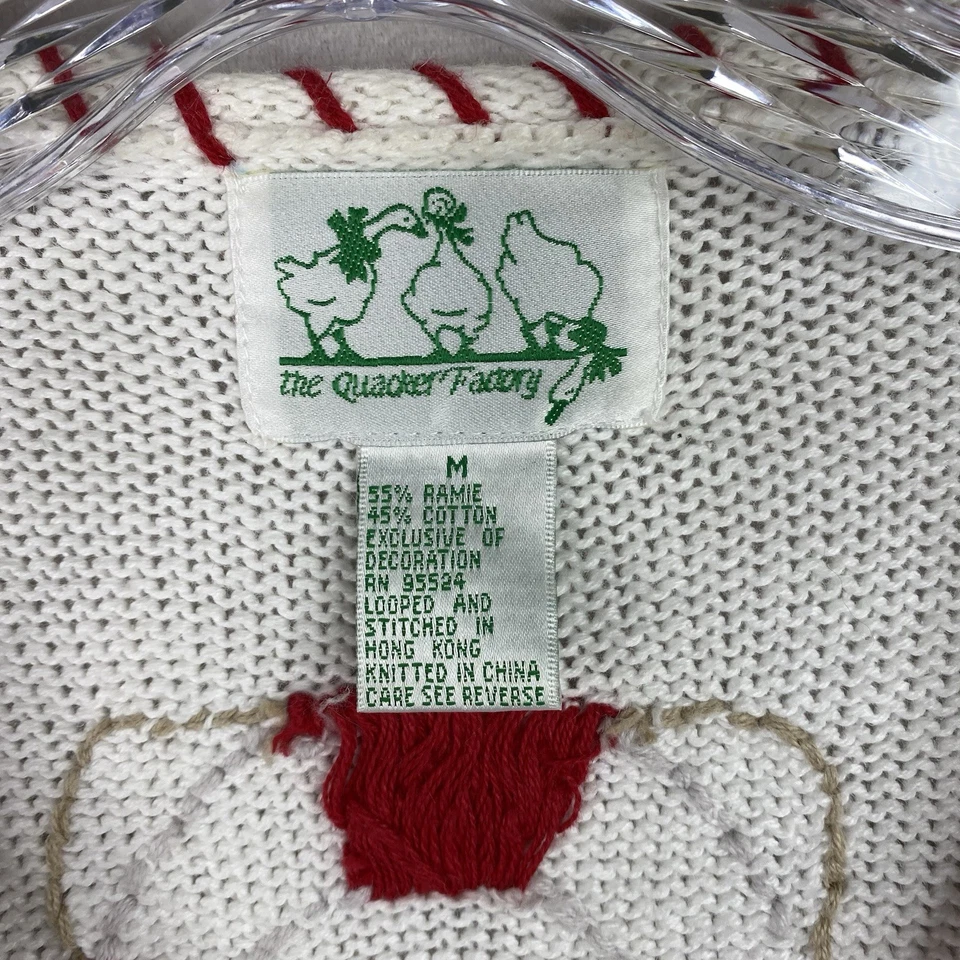 Vintage Quaker Factory Sweater Women M White Sailboats Nautical Beach 90s Y2K - Image 3 of 4