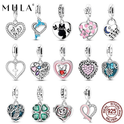 #ad European Original 925 Sterling Silver DIY Charm Heart Pendant fit Women Bracelet $10.77