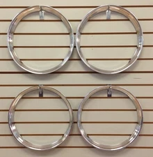 16" Chrome Stainless Steel HOT ROD STYLE RIBBED Beauty Rings TRIM RING SET Of 4