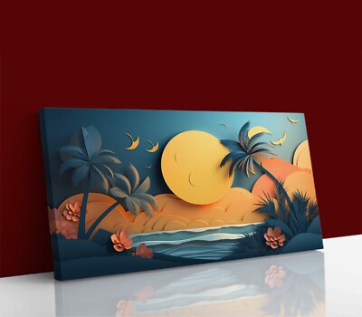 Flussseite Palette Palmen Bäume Wandbild Poster Leinwandbild Bild Wohndeko
