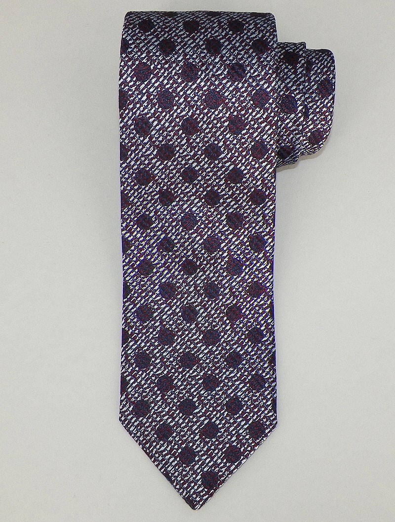 ERMENEGILDO ZEGNA Mens Burgundy Blue POLKA DOT Woven Silk