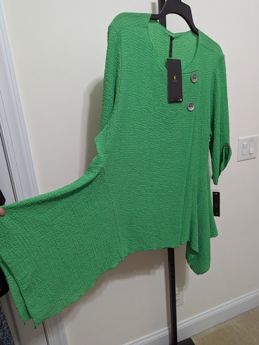 Top túnica asimétrica verde plus IC Collection By Connie K para mujer talla 3X - Imagen 5 de 11