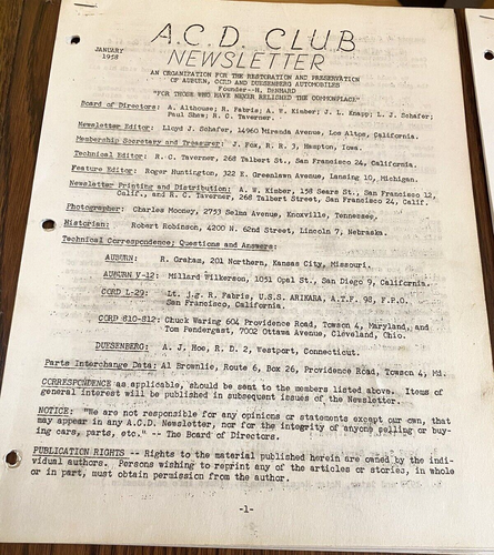 Lotto Vintage Auburn Cord Dusenberg Club 11 Newsletter Gennaio-Novembre/Dicembre 1958 - Foto 10 di 10