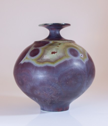 Isak Isaksson lila Keramik Vase Kristallglasur zeitgenössischer Künstler - Bild 6 von 10