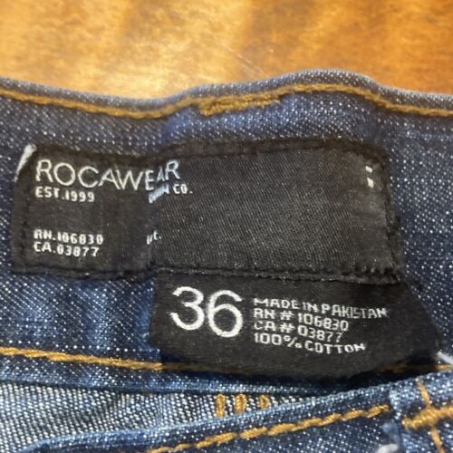 Rocawear Shorts size 36 blue jean Denim Baggy Embroidered Skate Hip Hop Y2K 90s - Picture 5 of 10