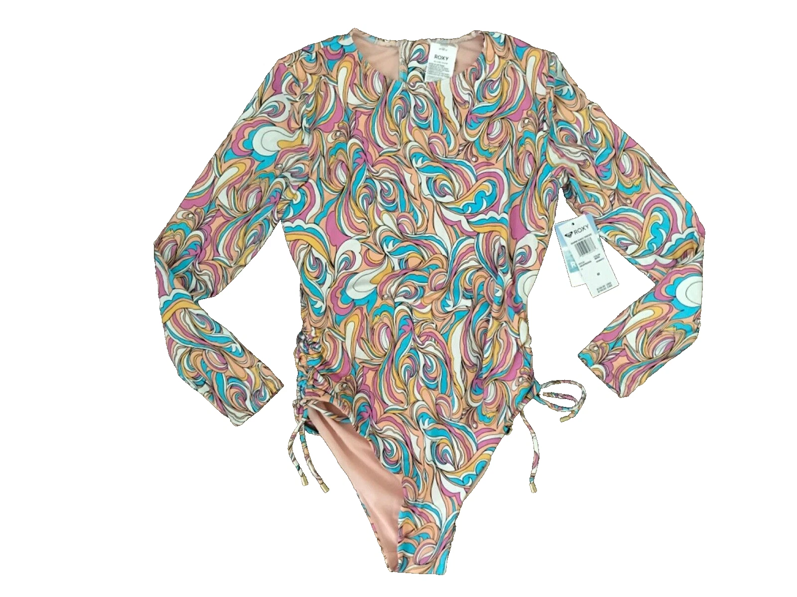 ROXY Warm Sand Long Sleeve 1 PC Rashguard SWIMSUIT Paddle Suit Womens MEDIUM NEW