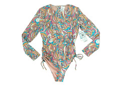 ROXY Warm Sand Long Sleeve 1 PC Rashguard SWIMSUIT Paddle Suit Womens MEDIUM NEW