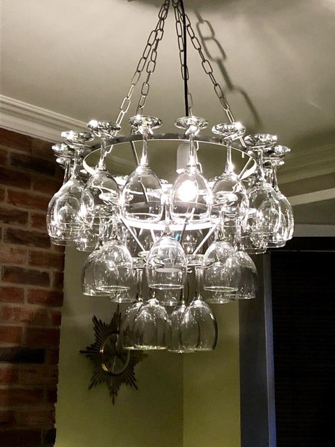 Metal Frame 3 Tier Wine Glass Chandelier by Litecraft Metal Frame 3 Tier Wine Glass Chandelier by Litecraft