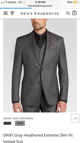 Mens DKNY 3 Piece Vested Suit, Heathered Grey , Slim Fit , size 38 R - Picture 9 of 9