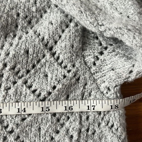 NEW Anthropologie XS Pointelle Puff Sleeves Jewel Buttons V-Neck Cardigan Gray - Picture 11 of 13