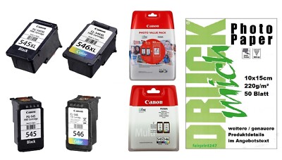 Original Patronen für Canon + Fotopapier MG2556 MG3051 MG3052 MG3053 TR4551