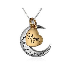 I Love You To Moon Back Valentine&rsquo;s Day Gift for Her for Mom Pendant Necklace 