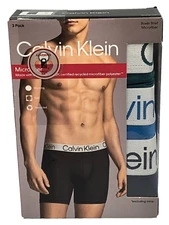 Calvin Klein Men's Medium (32-34) 3-Pack Microfiber Boxer Briefs BLUES NP2739-X