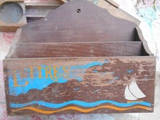 porte courrier en bois lettre bureau décor voilier mer ancien souvenir école