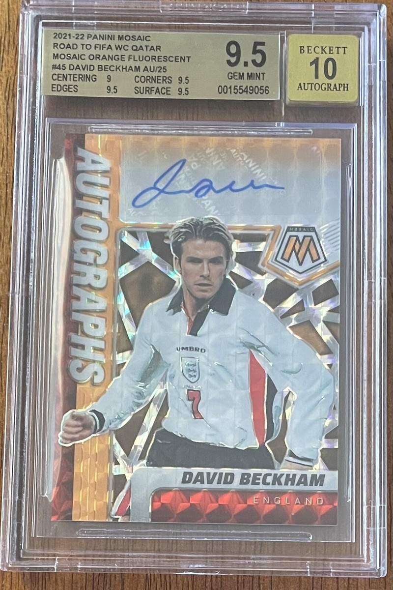 David Beckham 2021-22 Panini Mosaic Fluorescent Orange Auto