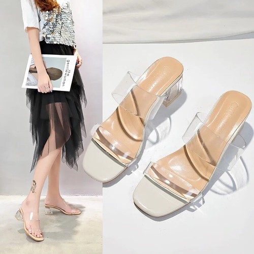Summer Women Pumps Sandals PVC Jelly Slippers Open Toe High Heels Slippers Shoe