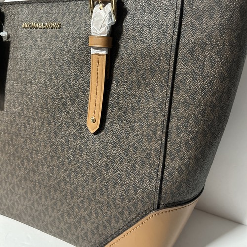 🐼💦 Michael Kors 🐼💦 MK Aria Brown Shoulder Tote Bag Signature Monogram🐼GB30 - Picture 5 of 9