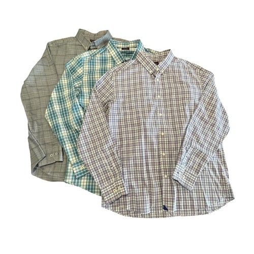 SET 3 UNTUCKit Hemden XXL Slim Fit blau faltenfrei kariert Baumwolle Langarm