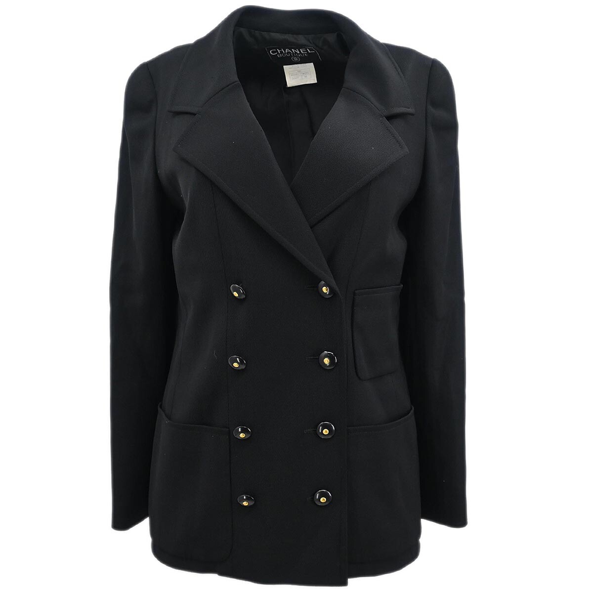 Chanel Double Breasted Jacket Black 95A #38 143830 | eBay Chanel Double Breasted Jacket Black 95A #38 143830 | eBay